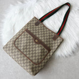 オールド グッチ シェリーライン GGスプリーム トートバッグ ベージュ - NEWSED