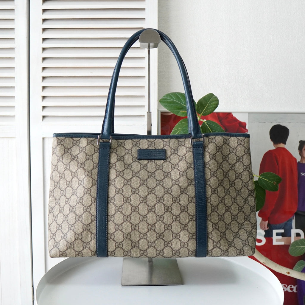 Gucci GG Supreme 手提包 A4 收纳独立式米色/蓝色
