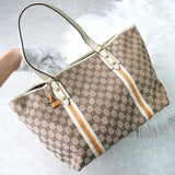 グッチ GGキャンバス トートバッグ ハンドバッグ A4収納可 ベージュ / イエロー - NEWSED