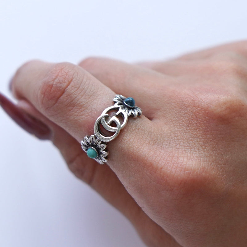 GG Marmont Silver 925 Flower Ring - NEWSED
