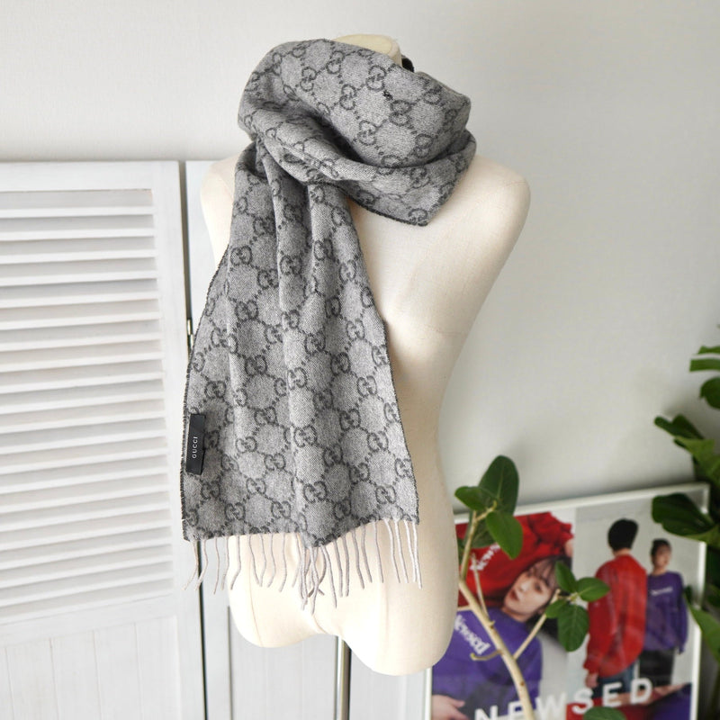 GG Pattern Cashmere Wool Muffler｜Made in Italy - NEWSED