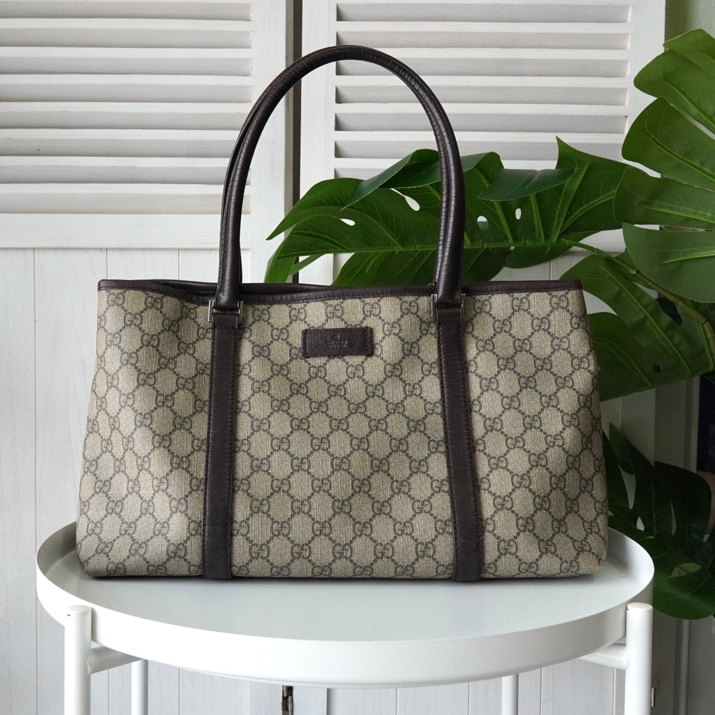 Gucci GG Supreme PVC 米色/棕色托特包