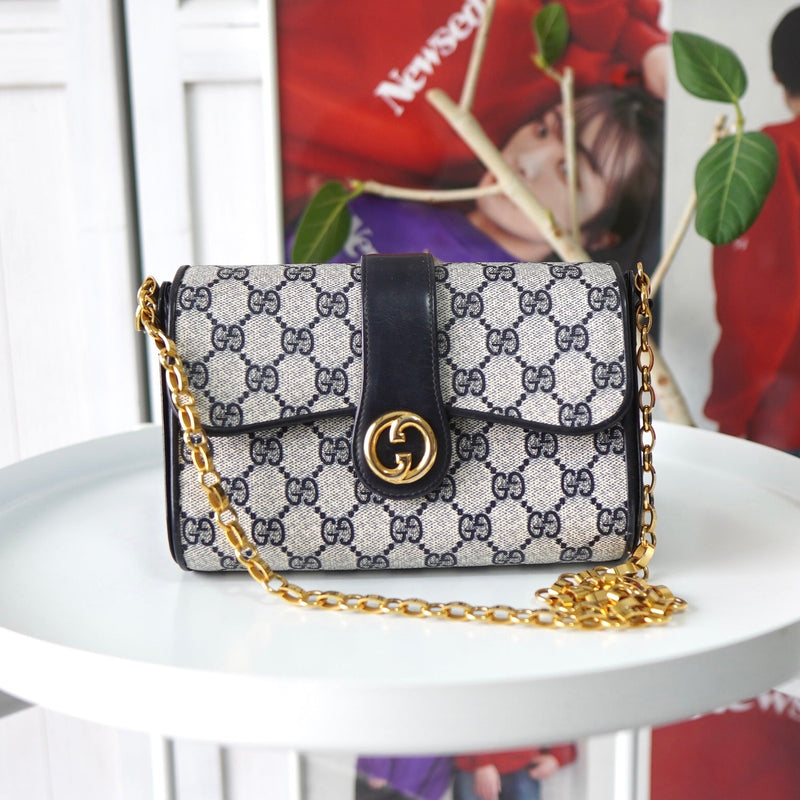 GG Supreme Interlocking G Gold Chain Shoulder Bag Made in Italy - NEWSED