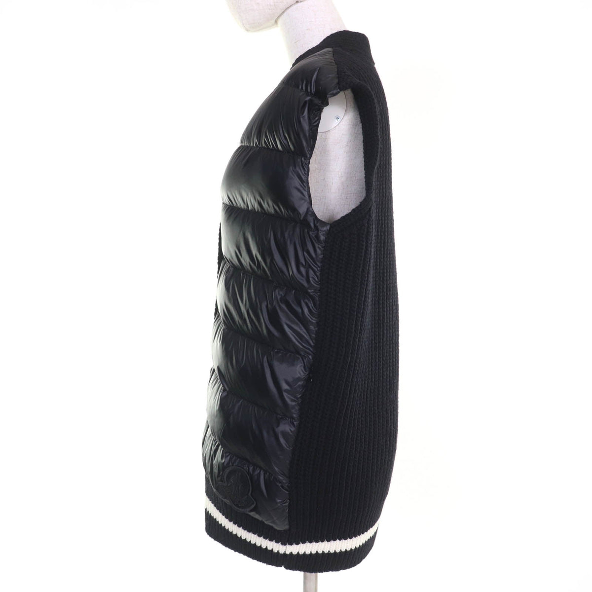 モンクレール GILET TRICOT デカロゴワッペン付 ニット切替デザイン ダウンベスト ブラック XS レディース - NEWSED