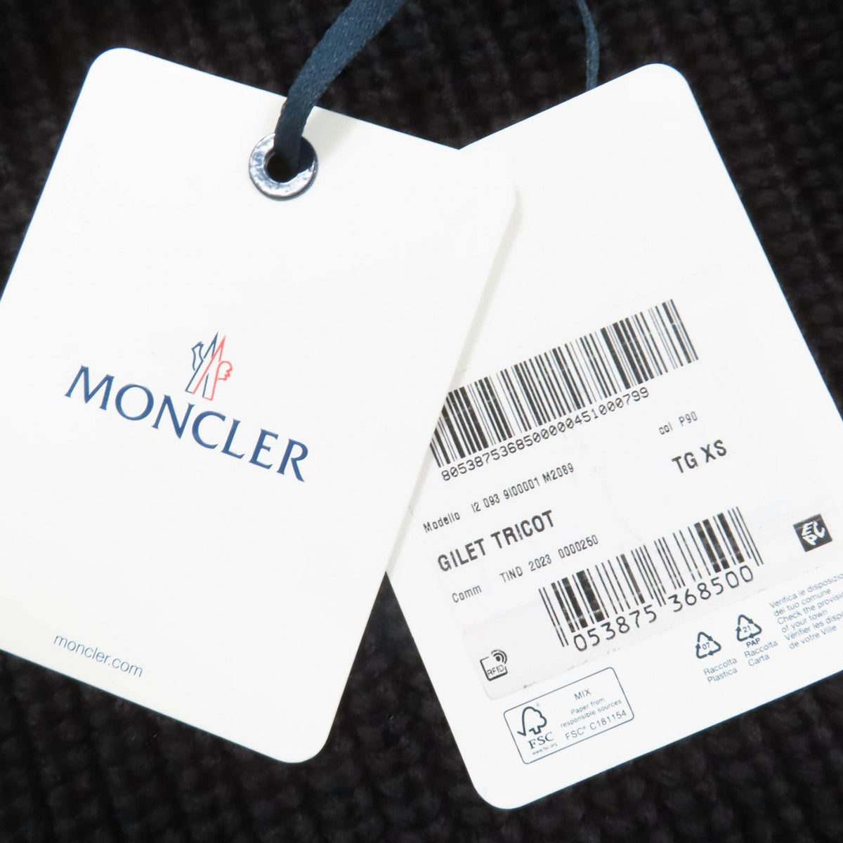 モンクレール GILET TRICOT デカロゴワッペン付 ニット切替デザイン ダウンベスト ブラック XS レディース - NEWSED