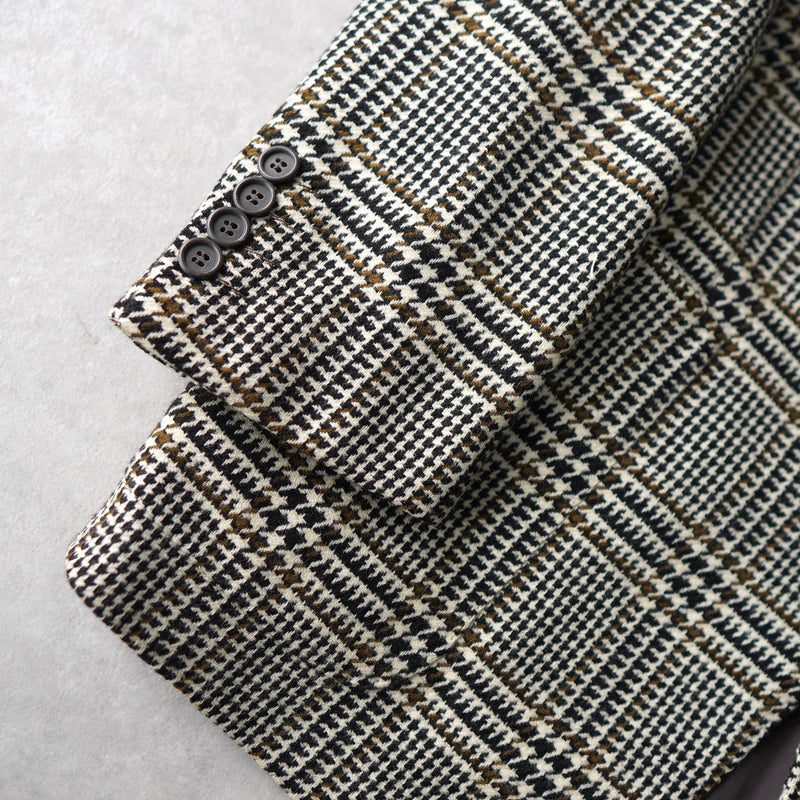 Glen Check Single Breasted Wool Tailored Jacket - NEWSED