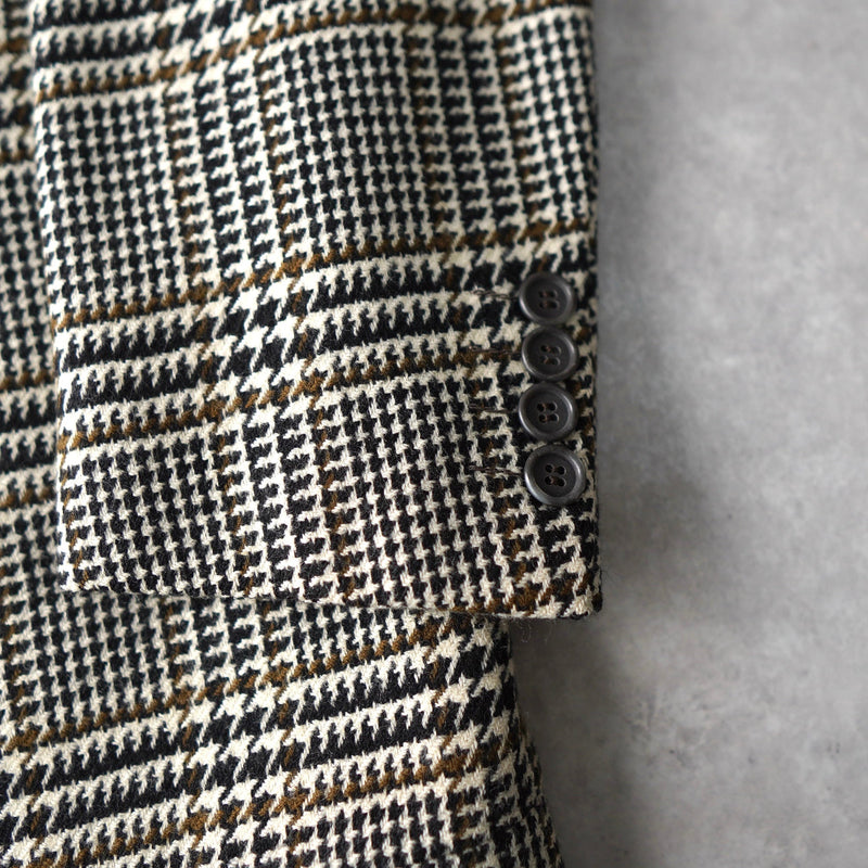 Glen Check Single Breasted Wool Tailored Jacket - NEWSED