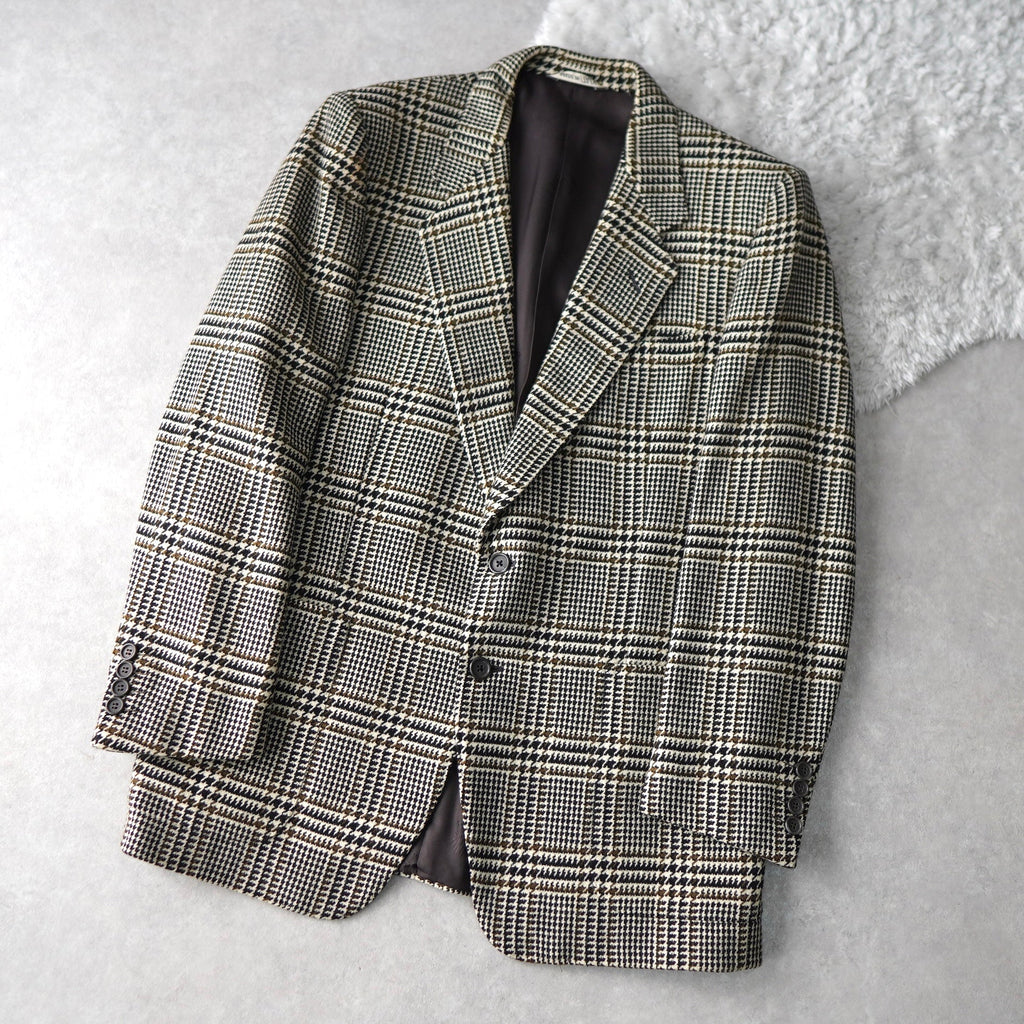 Glen Check Single Breasted Wool Tailored Jacket