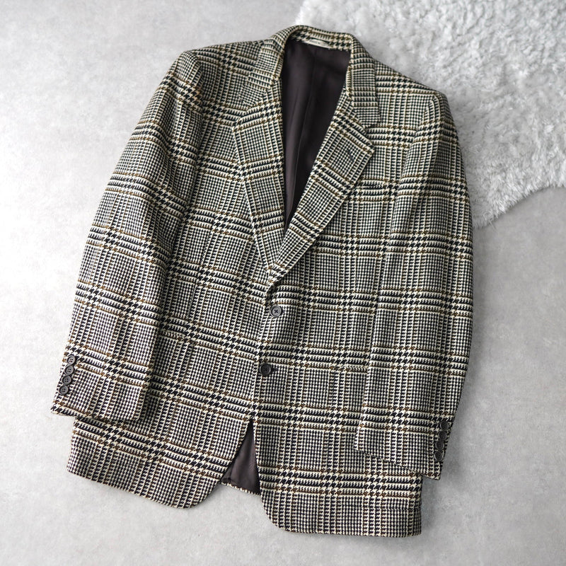 Glen Check Single Breasted Wool Tailored Jacket - NEWSED
