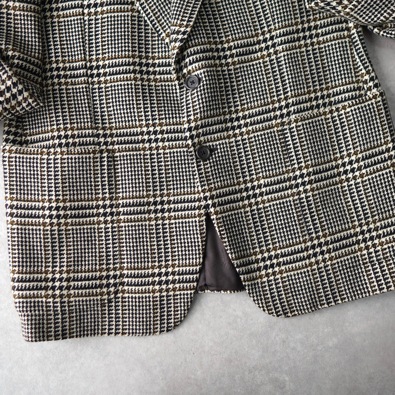 Glen Check Single Breasted Wool Tailored Jacket - NEWSED
