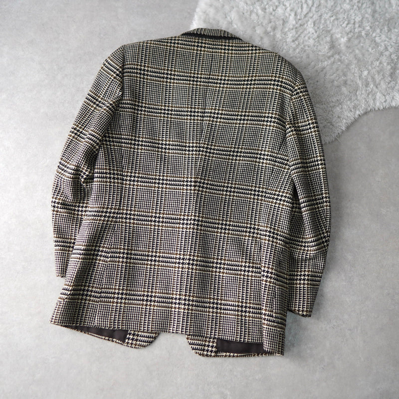 Glen Check Single Breasted Wool Tailored Jacket - NEWSED