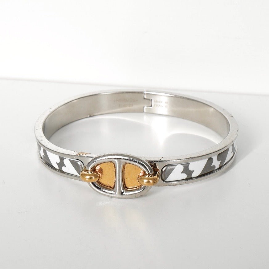 エルメス ミニクリック シェーヌダンクル エナメル ブレスレット シルバー グレー ゴールド