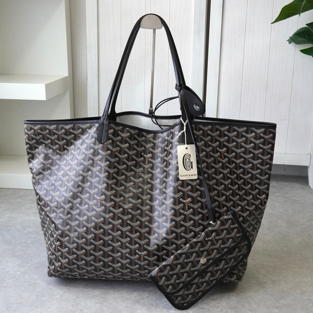 Goyard Saint Louis GM PVC 手提包（黑色/棕色）带小袋和包夹