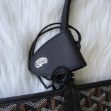 ゴヤール サンルイGM PVC トートバッグ ブラック / ブラウン ポーチ・バッグクリップ付き - NEWSED