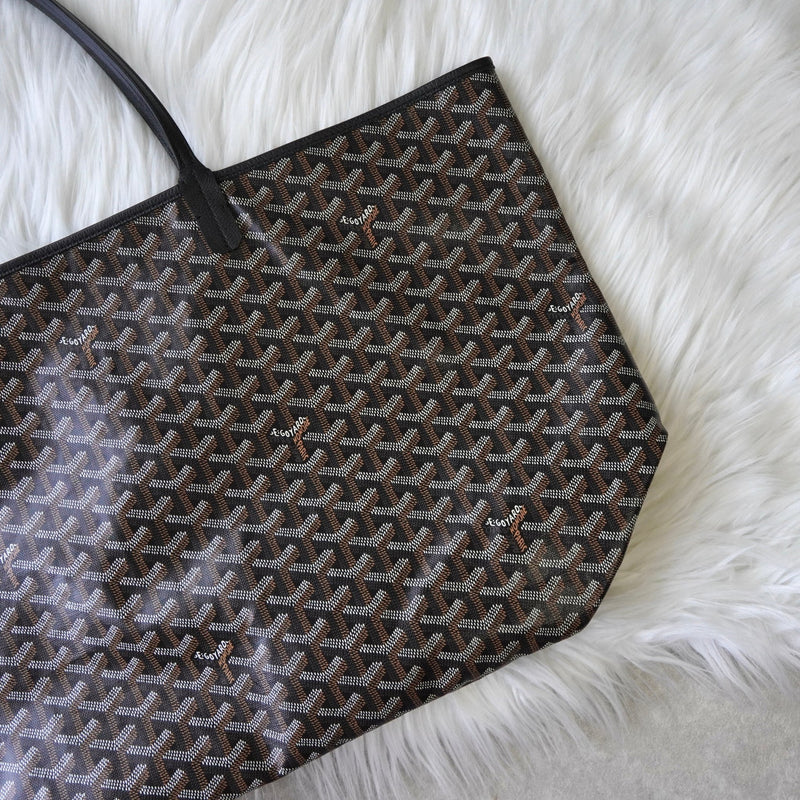 ゴヤール サンルイGM PVC トートバッグ ブラック / ブラウン ポーチ・バッグクリップ付き - NEWSED