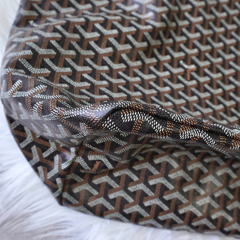 ゴヤール サンルイGM PVC トートバッグ ブラック / ブラウン ポーチ・バッグクリップ付き - NEWSED