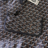 ゴヤール サンルイGM PVC トートバッグ ブラック / ブラウン ポーチ・バッグクリップ付き - NEWSED