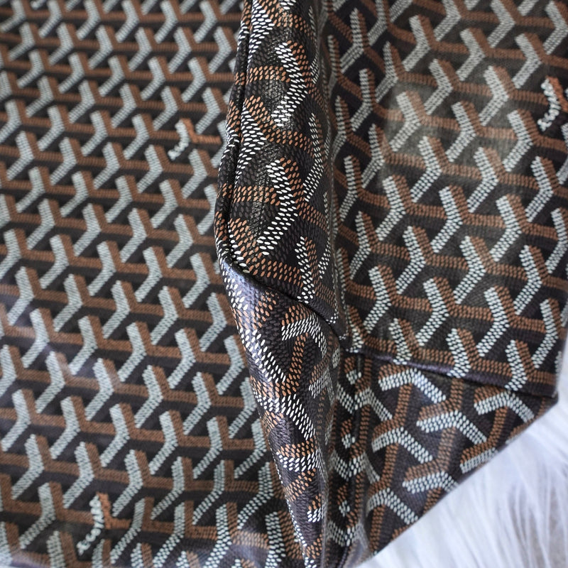 ゴヤール サンルイGM PVC トートバッグ ブラック / ブラウン ポーチ・バッグクリップ付き - NEWSED