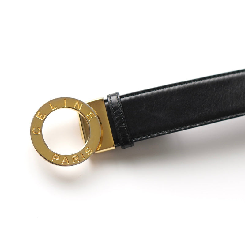 Gold Circle Buckle Leather Belt - NEWSED