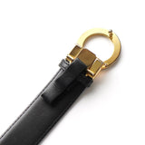 Gold Circle Buckle Leather Belt - NEWSED
