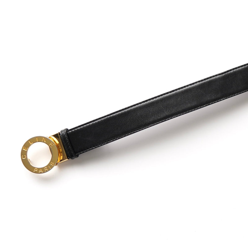 Gold Circle Buckle Leather Belt - NEWSED