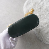 Gold Circle Green Leather Chain Shoulder Bag - NEWSED