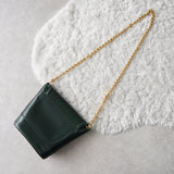 Gold Circle Green Leather Chain Shoulder Bag - NEWSED
