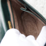 Gold Circle Green Leather Chain Shoulder Bag - NEWSED