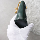 Gold Circle Green Leather Chain Shoulder Bag - NEWSED
