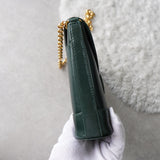 Gold Circle Green Leather Chain Shoulder Bag - NEWSED