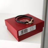 Gold Double Gancini Leather Bracelet - NEWSED