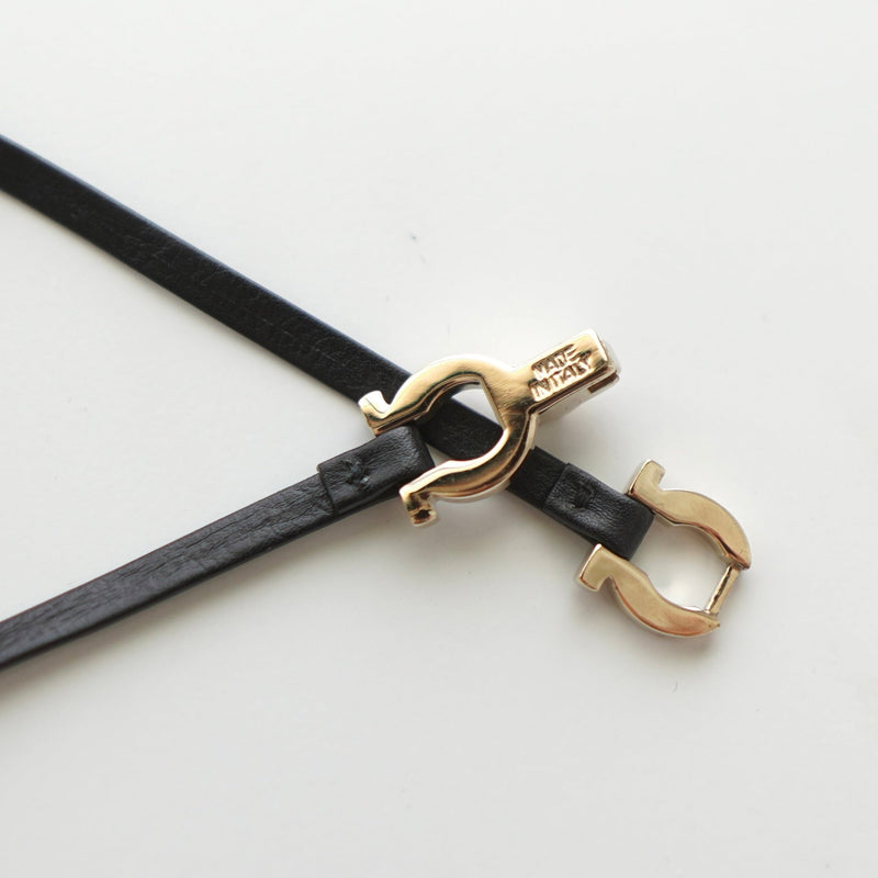 Gold Double Gancini Leather Bracelet - NEWSED