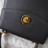 Gold Oval Turn Lock Leather Hand Bag