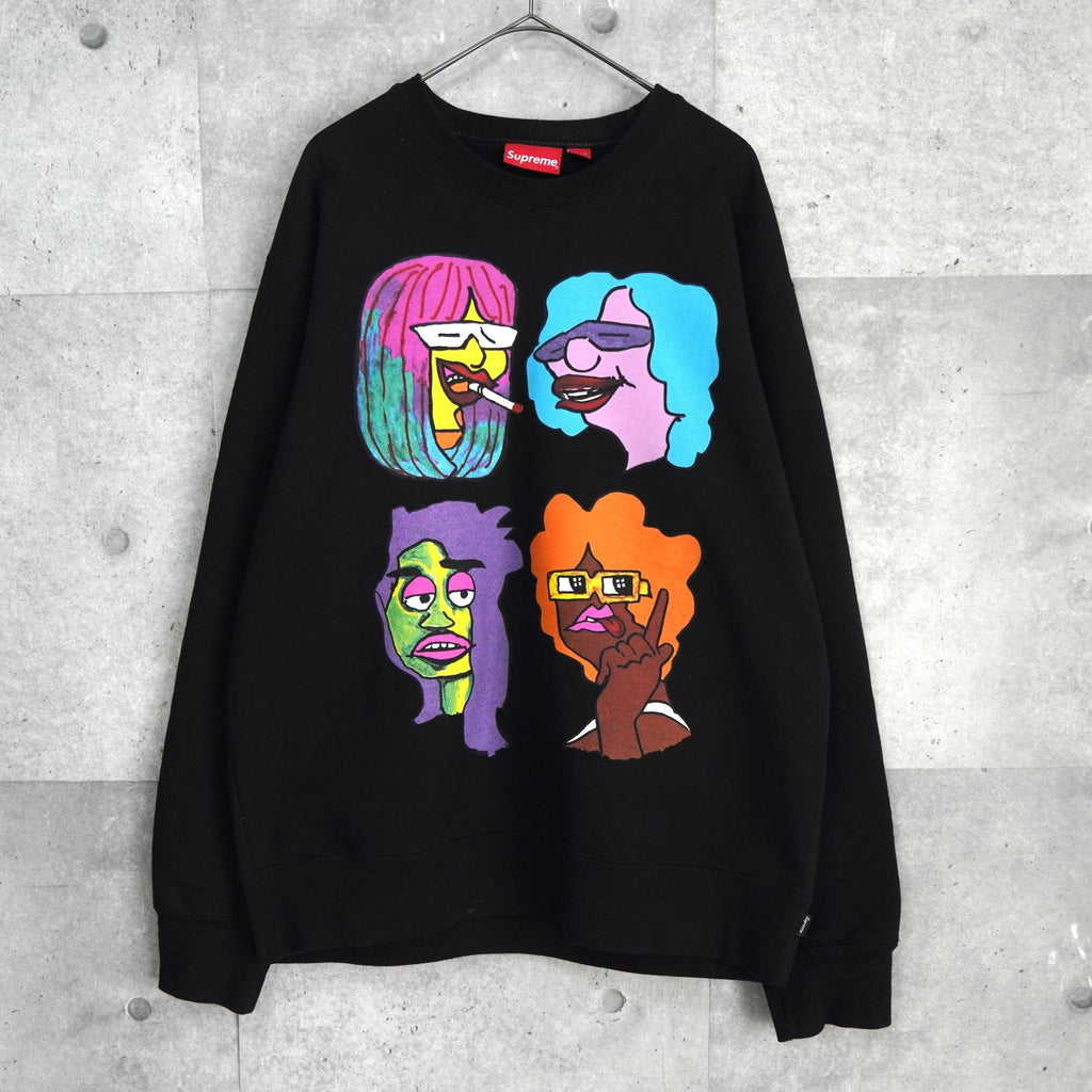 シュプリーム Gonz Heads Crewneck プリント スウェット ブラック