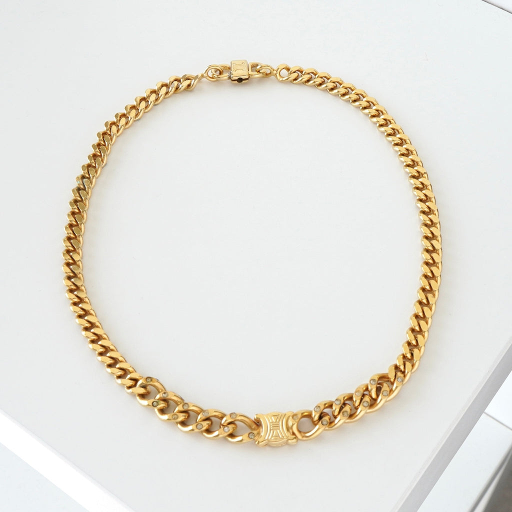 セリーヌ トリオンフ ゴールドチェーンネックレス 極 美品 希少品