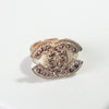 Chanel Coco Mark Rhinestone Ring GP Gold Size 13