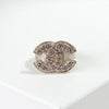 Chanel Coco Mark Rhinestone Ring GP Gold Size 13