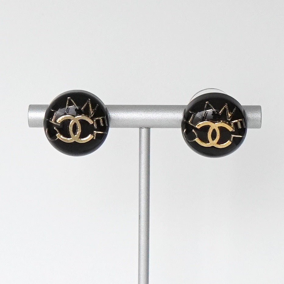 Chanel Coco Mark 徽标耳环 黑色 / GP 金色