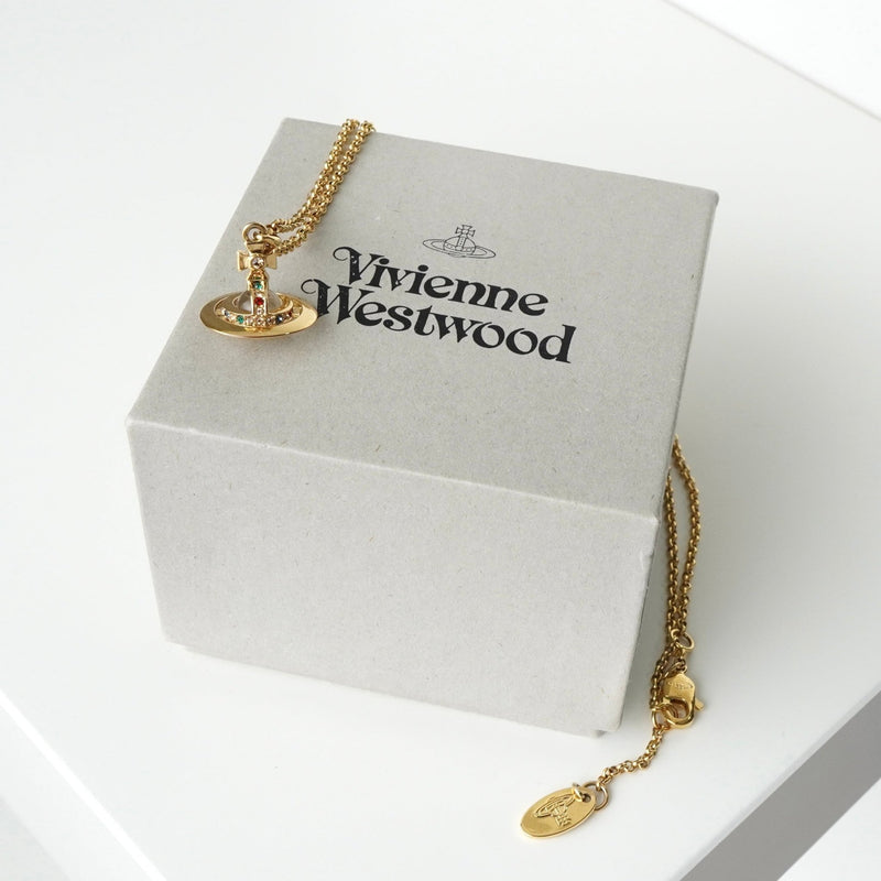 ヴィヴィアン ウエストウッド ミニオーブ ラインストーン GP ゴールド ネックレス 箱付き - NEWSED