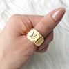 Louis Vuitton Monogram Signet GP Gold Ring, Size 20