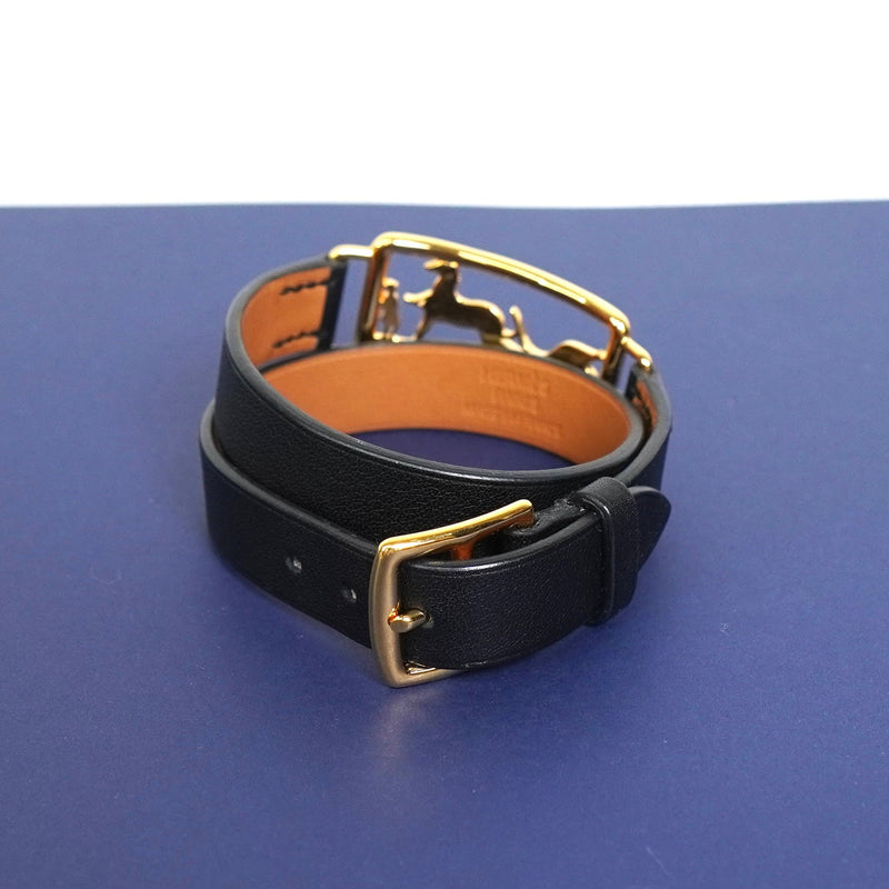 エルメス カレーシュ ドゥブルトゥール ブレスレット GP / ブラック - NEWSED