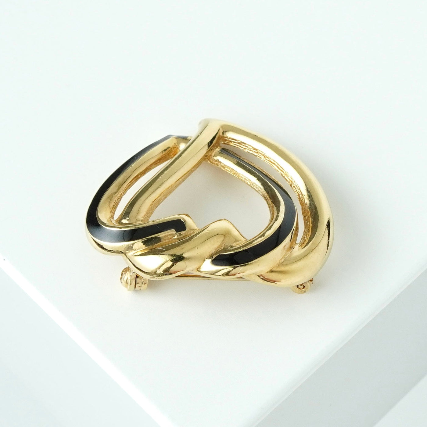 クリスチャン ディオール ハート ブローチ GP ゴールド / ブラック