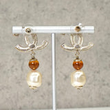 シャネル ココマーク ラインストーン カラーストーン パール ピアス GP ゴールド - NEWSED