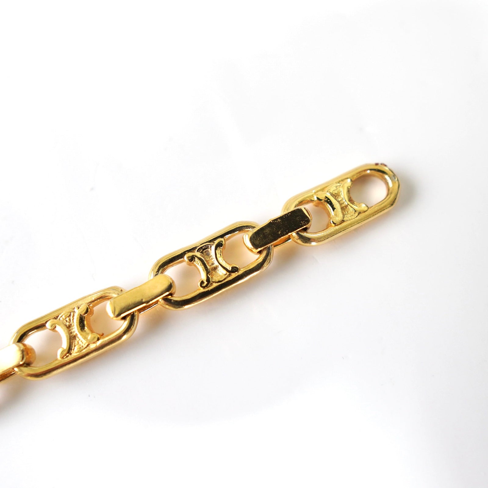 【美品】セリーヌ　トリオンフ　チェーン　ブレスレット　ゴールド　アクセ　454 美品】セリーヌ トリオンフ チェーン ブレスレット ゴールド アクセ