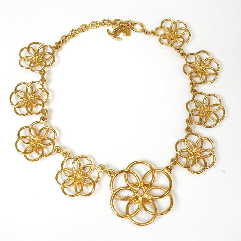 シャネル ココマーク フラワーモチーフ チョーカー ネックレス GP ゴールド - NEWSED