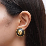 シャネル ココマーク ツイスト ラウンド イヤリング ブラック / GP - NEWSED