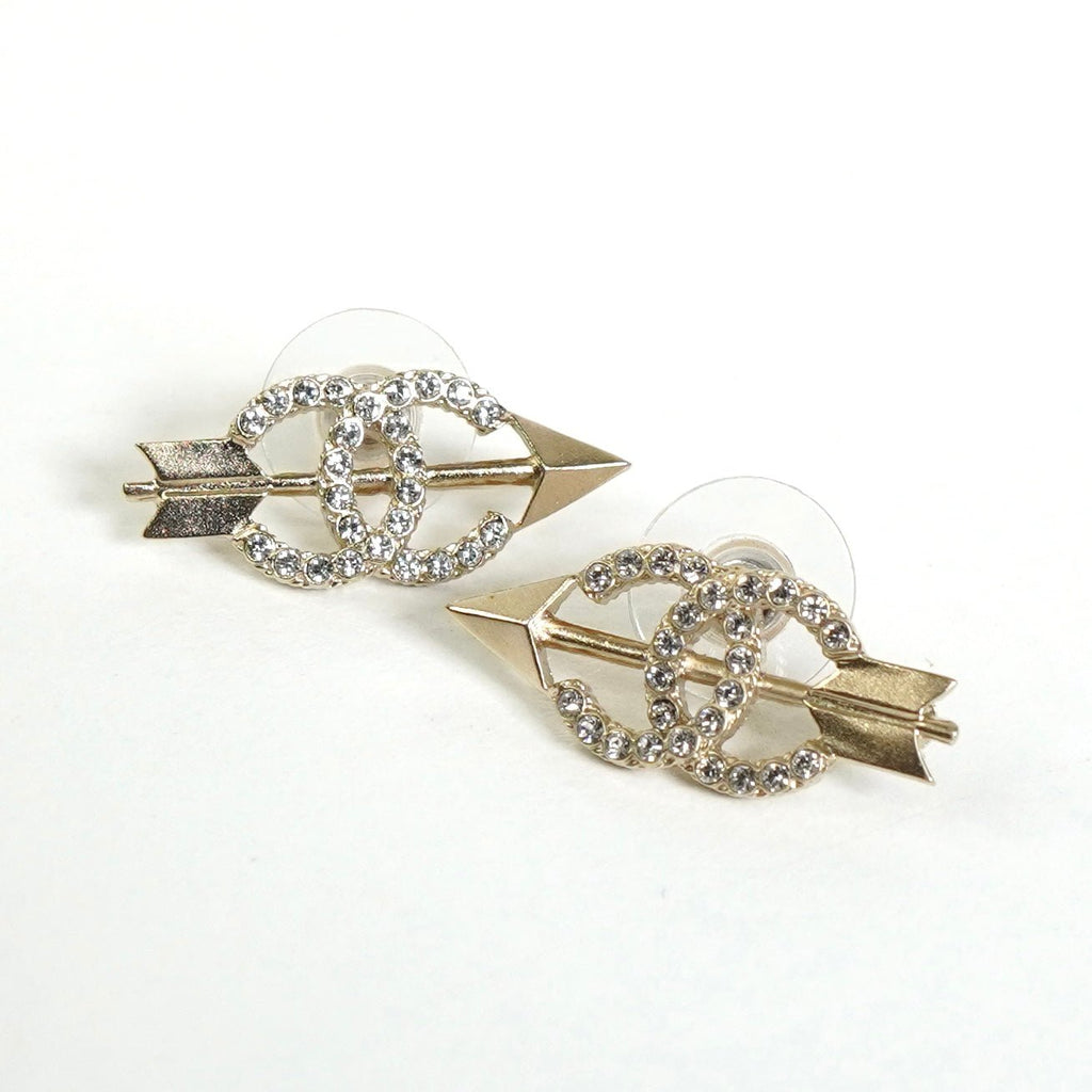 シャネル ココマーク ラインストーン ピアス GP ゴールド