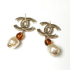 シャネル ココマーク ラインストーン カラーストーン パール ピアス GP ゴールド