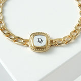 クリスチャン ディオール ヴィンテージ ロゴ スクエア チェーン ブレスレット GP - NEWSED