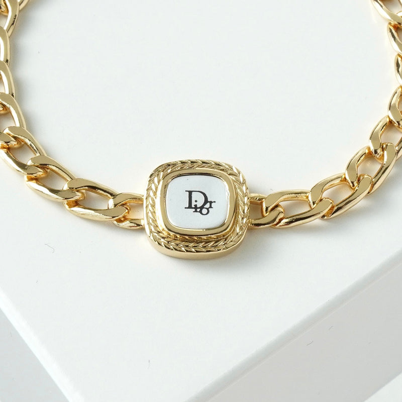 クリスチャン ディオール ヴィンテージ ロゴ スクエア チェーン ブレスレット GP - NEWSED